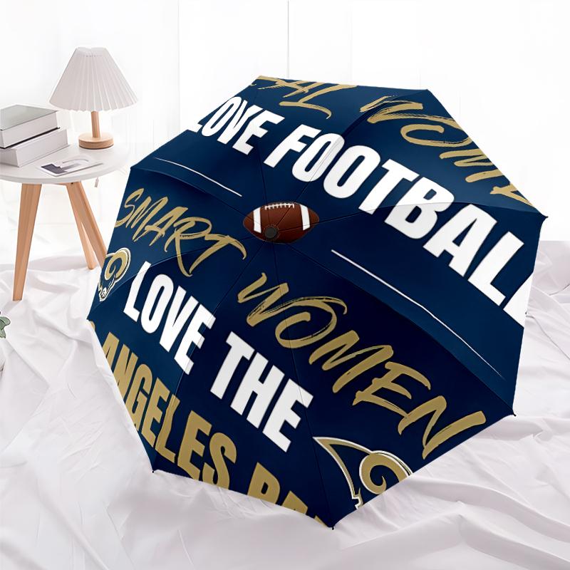 Printed Los Angeles Rams logo Folding Umbrella,Outdoor,Leisure,And Travel Umbrella,Durable Umbrella Fabric,Birthday And Holiday Gift