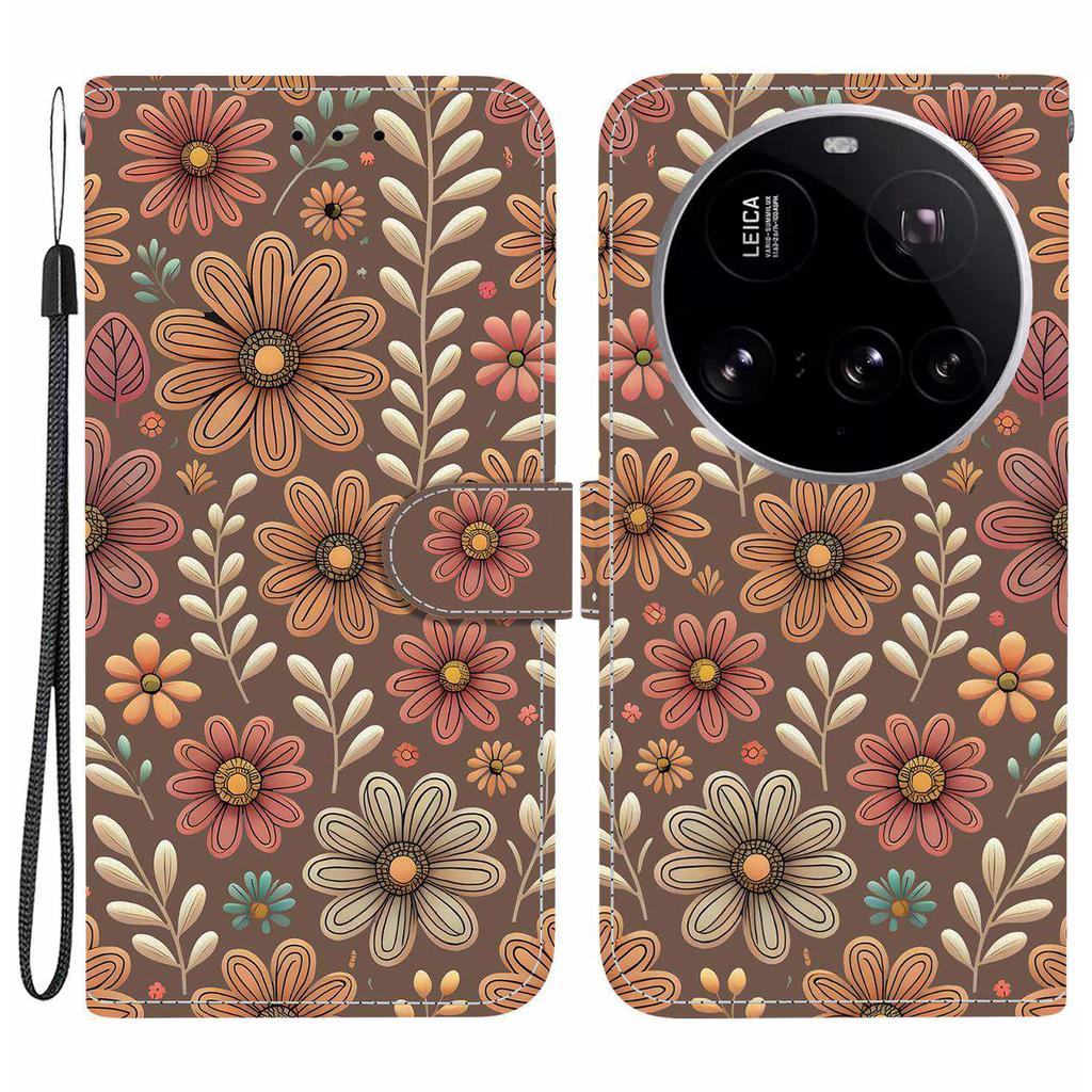 For Xiaomi 15 Ultra Wallet Case Pattern Printing Leather Stand Phone Cover with Strap