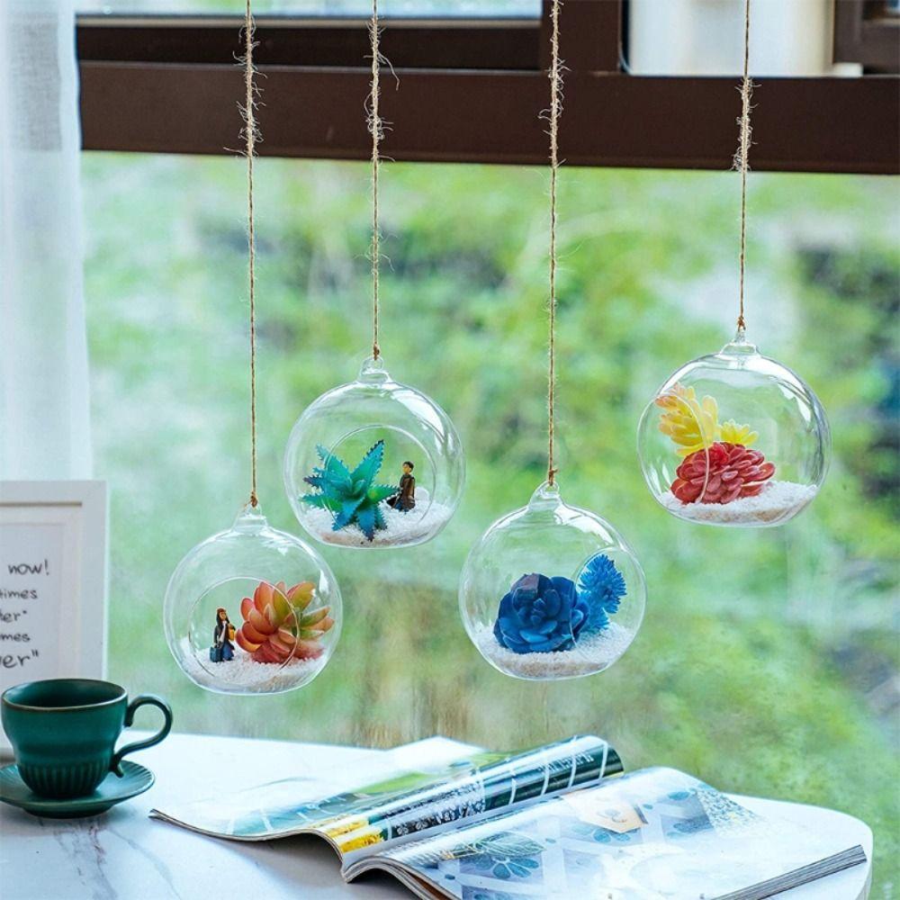 Clear Hanging Glass Vases Ball Succulents Plant Ball Container  Office Decoration