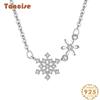 Tancies 925 Sterling Silver Snowflake Necklace Female Korean Version Micro Pendant Necklace Ins Clavicle Neck Chain.