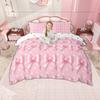 Homewish Kawaii Bow Knot Duvet Cover Set for Girls, Kawaii Polka Dots Bedding Set, Princess Bow-Tie Quilt Cover Set