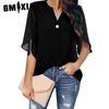 Women's Fashion Casual Summer Solid Color Print Short Sleeve V-Neck Blouses & Shirts