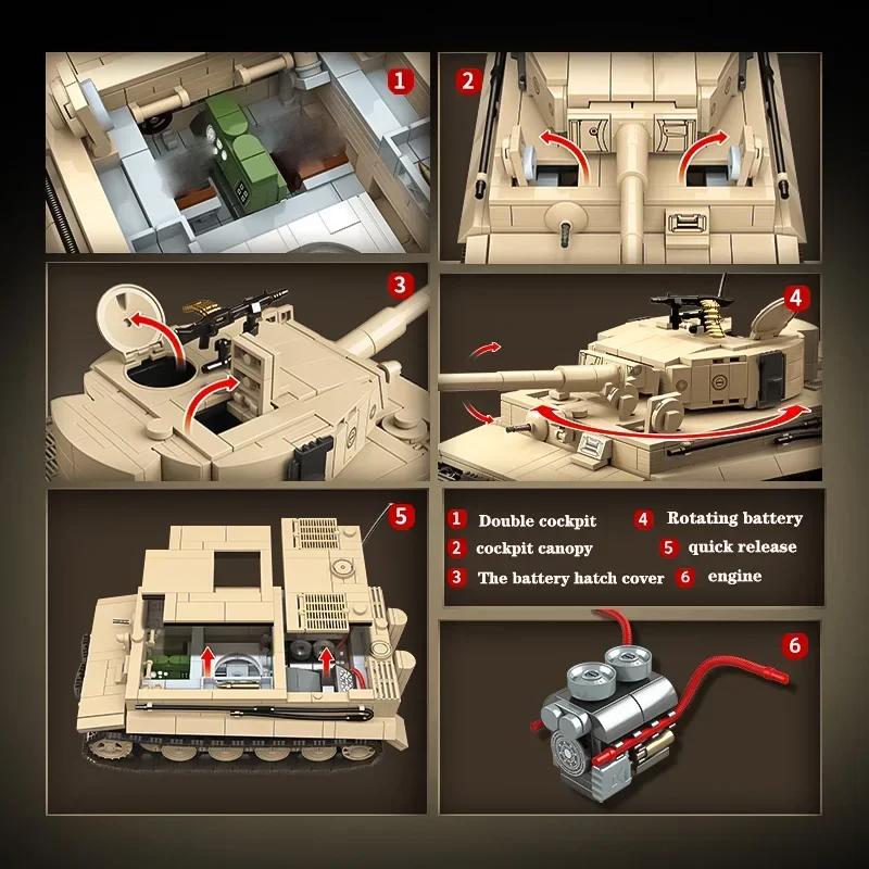 Военный танк Тигр I времен Второй мировой войны, конструктор, танки КВ-2 Пантера, армейское оружие, солдаты, кирпичики, детские игрушки, подарок на день рождения ребенку, без коробки