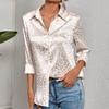 Elegant Office Lady Long Sleeve Leopard Jacquard Blouse Turn Down Collar Button Shirt Spring Autumn Fashion Tops