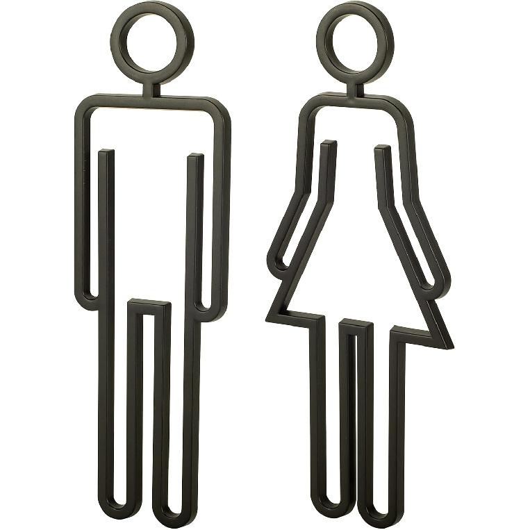 Acrylic Adhesive Backed Men's and Women's Bathroom Sign, Bathroom Door Signs, Restroom Signs for Business,Bathroom Signage (Golden)