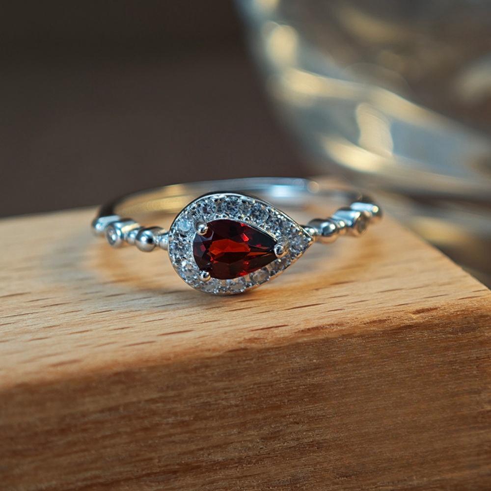Кольцо с цитрином в форме груши из серебра 925 пробы в стиле «дворец», уникальные кольца для девушек из стерлингового серебра 925 пробы с цирконием в форме капли воды