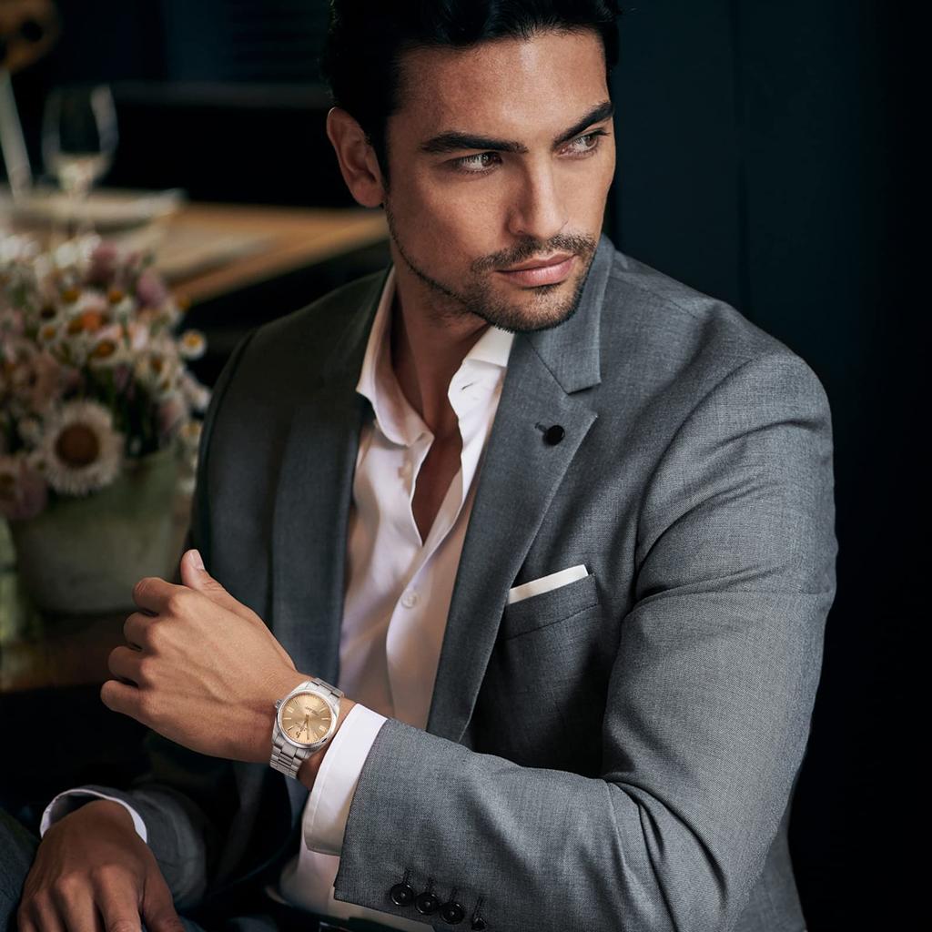 Часы Аналоговые Водонепроницаемые Кварцевые Парные Часы Популярные Простые Серебряные Золотые Светящиеся Часы [BUREI] Мужские