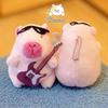 Cute Pink Pp Cotton Capybara Keychain Short Plush Bubble-blowing Animal Charm
