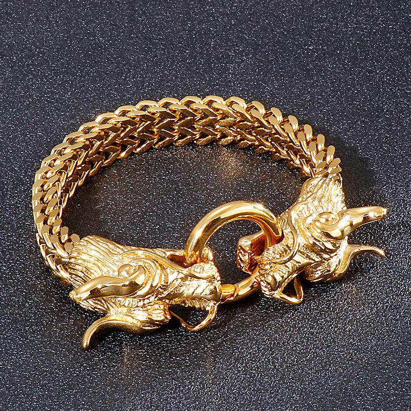 4 стиля, серебряный цвет, европейские и американские модные ювелирные изделия, мужской многослойный браслет, мужской браслет с властным двойным драконом, пряжка для крана
