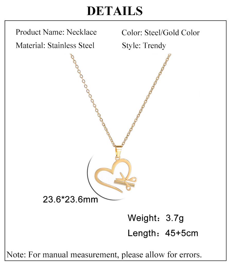 Cazador Hair Stylist Pendant Scissors Comb Chain Necklaces Stainless Steel Necklace Punk Trendy Jewelry for Women Birthday Gift