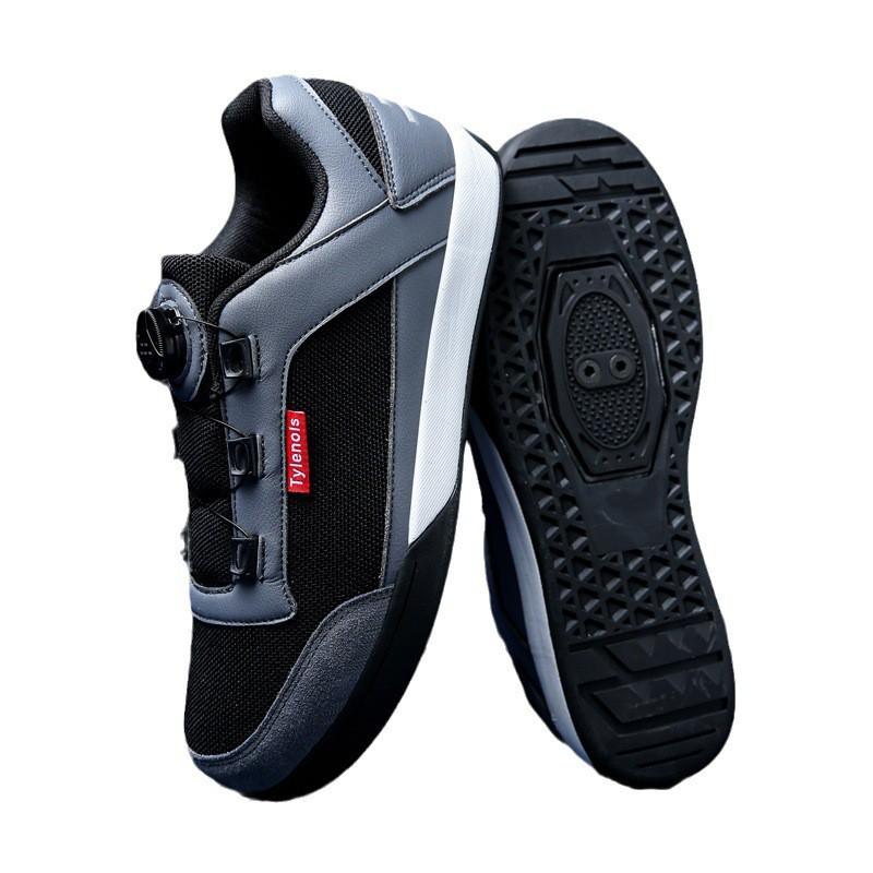 Mens Mountain Bike Cycling Shoes Flat Sole Stiff Rubber Outsole Breathable MTB Clipless Pedal