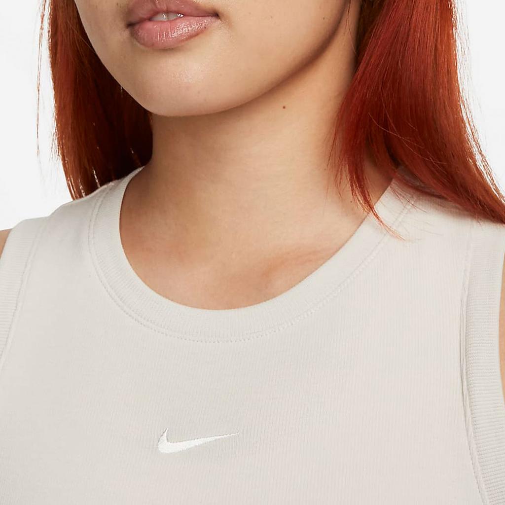 Nike Sportswear Essentials Solid Color Ribbed Crop Tank Top Women Tops Light-Red Wood-Brown FB8280-104