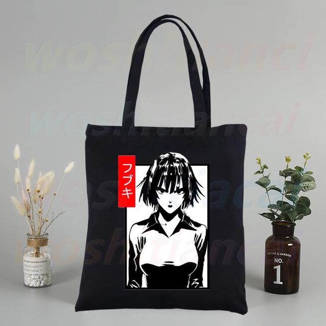 Холщовые сумки на плечо в стиле аниме One Punch Man, большая вместительная сумка Genos Saitama Sensei, сумка для колледжа, черная сумка для покупок