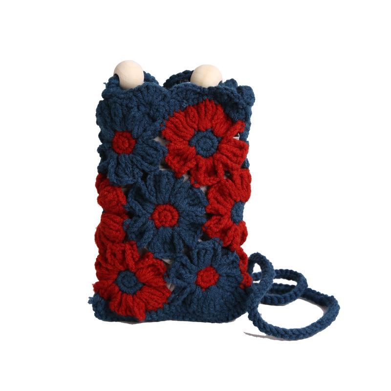 Handmade Crochet Floral Phone Bag, Cute Hollow Flower Crossbody Purse for Women, Knitted Small Shoulder Bag for Phone