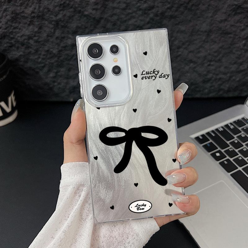 Тонкий чехол TPU с мягким краем и узором в виде банта для Samsung S25 Ultra S24 FE S23 A56 A36 A16 A55, сверкающий перьями, ударопрочный, блестящий, жесткий чехол для задней панели из ПК