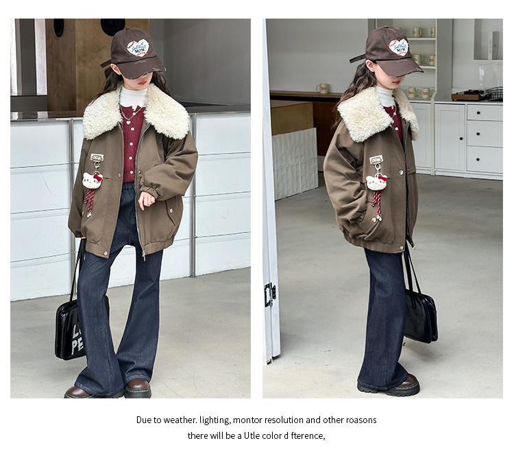 Девичье стеганое пальто - 2025 Осень/Зима Модная утолщенная хлопковая куртка для больших детей