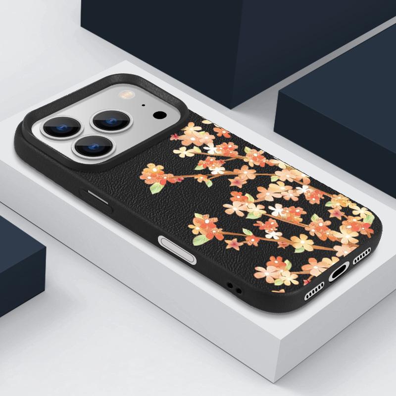 Чехол с цветочным узором «Цветы апельсина» для iPhone 17 Pro Max Funda iPhone 16 Pro Max 15 14 13 12 11 Air 16E Силиконовая накладка с текстурой кожи