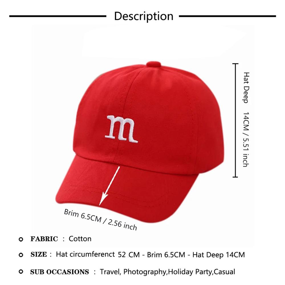 Детская бейсбольная кепка для девочек и мальчиков, шляпы с солнцезащитным кремом, детская шапка в стиле хип-хоп с вышивкой букв M, детские кепки для детей 1-6-8-12-15 лет