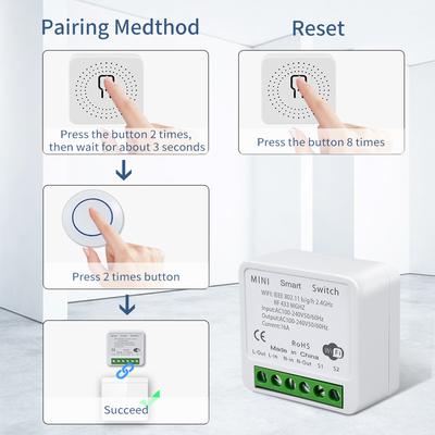 16A Tuya Smart Switch RF433+WiFi Relay Receiver Mini Wireless Panel Switch Remote Control Alexa Google Home For Led Lamp