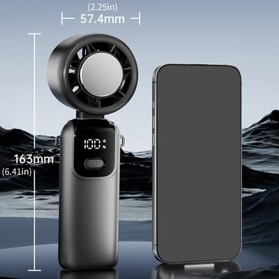 Складной настольный вентилятор с креплением на шею, технология Turbos Cooling, 5 скоростей, светодиодный дисплей, складной, портативный, для летнего использования на улице
