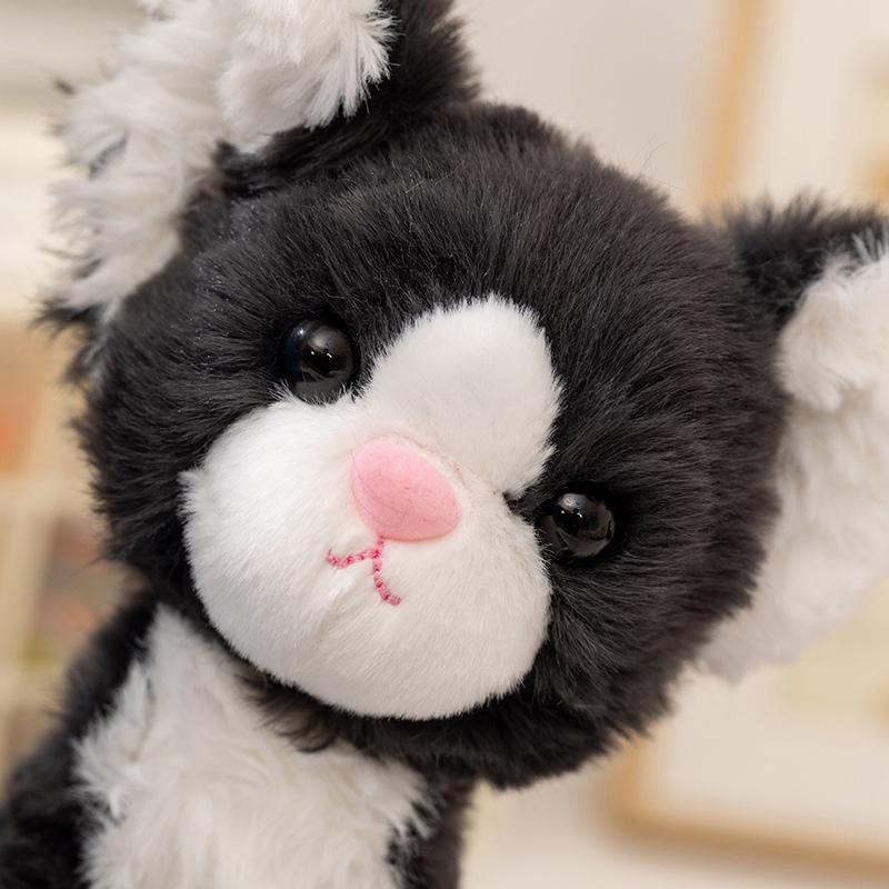 High Quality Simulationgerman Devon Rec Cat Plush Toy Lifelike Black And White Curly Hair Plush Puppy Kittens Plushie Gift