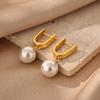 Imitation‑Pearl Star‑Pendant Women Earrings, 18K Gold‑Plated Copper Versatile Temperament Ear Jewelry
