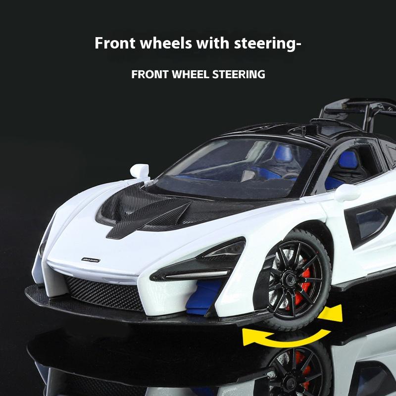 Масштаб 1/24 Сплавная модель суперкара McLaren Senna, Детская игрушечная машина со светом и звуком, Подходит для подарков на день рождения мальчикам