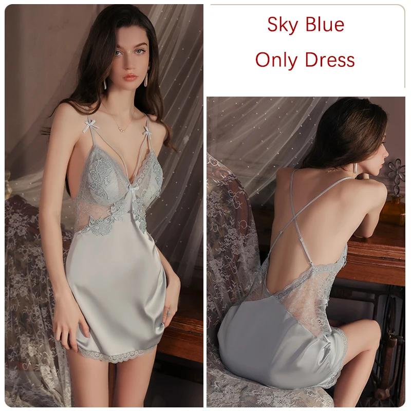 Silk Pajamas Women's Nightgown Set Slip Dress with Push Up Bra Sexy Women's Pajamas