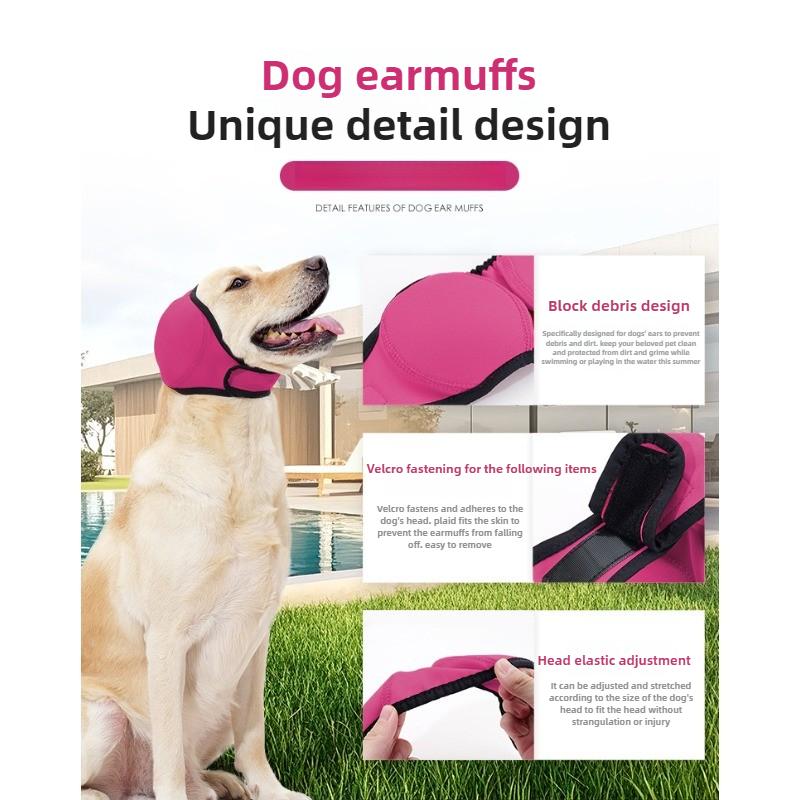 Pet Dog Ear Muffs - Summer Swimming Waterproof Headgear Noise Reduction & Soundproofing Anti-Fright Emotional Calming Headgear