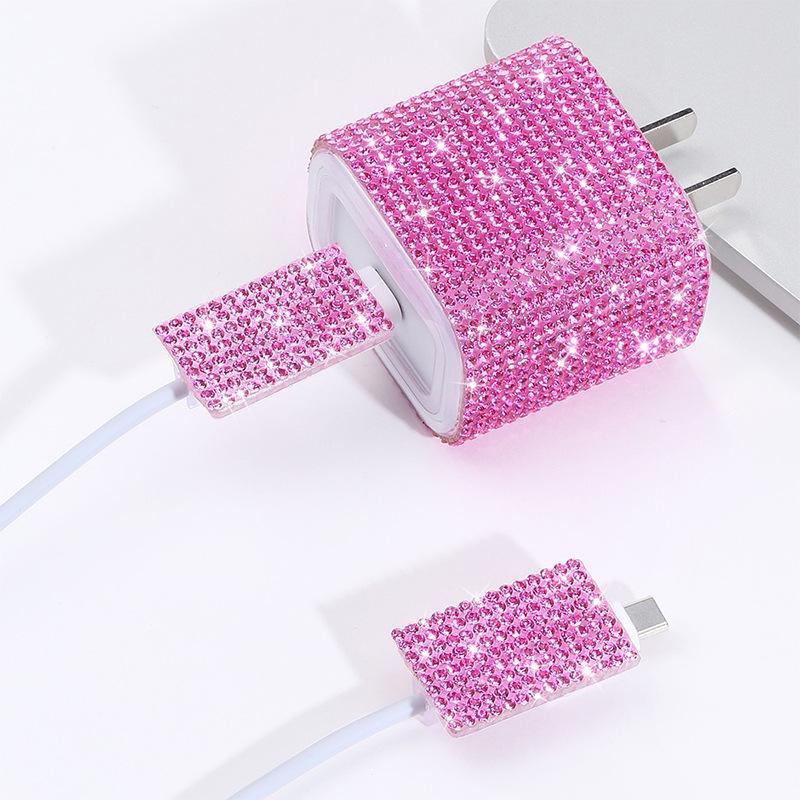 Защитный чехол для кабеля и головки зарядного устройства Sparkle Diamond для зарядных устройств Apple 20 Вт - Защита от укусов проводов