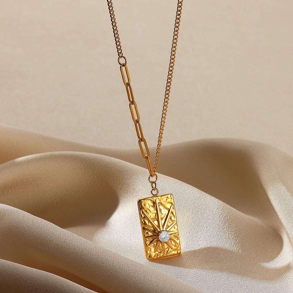 Европейская и американская мода Женское ожерелье из нержавеющей стали - Модная роскошная цепочка на ключицу для повседневной носки