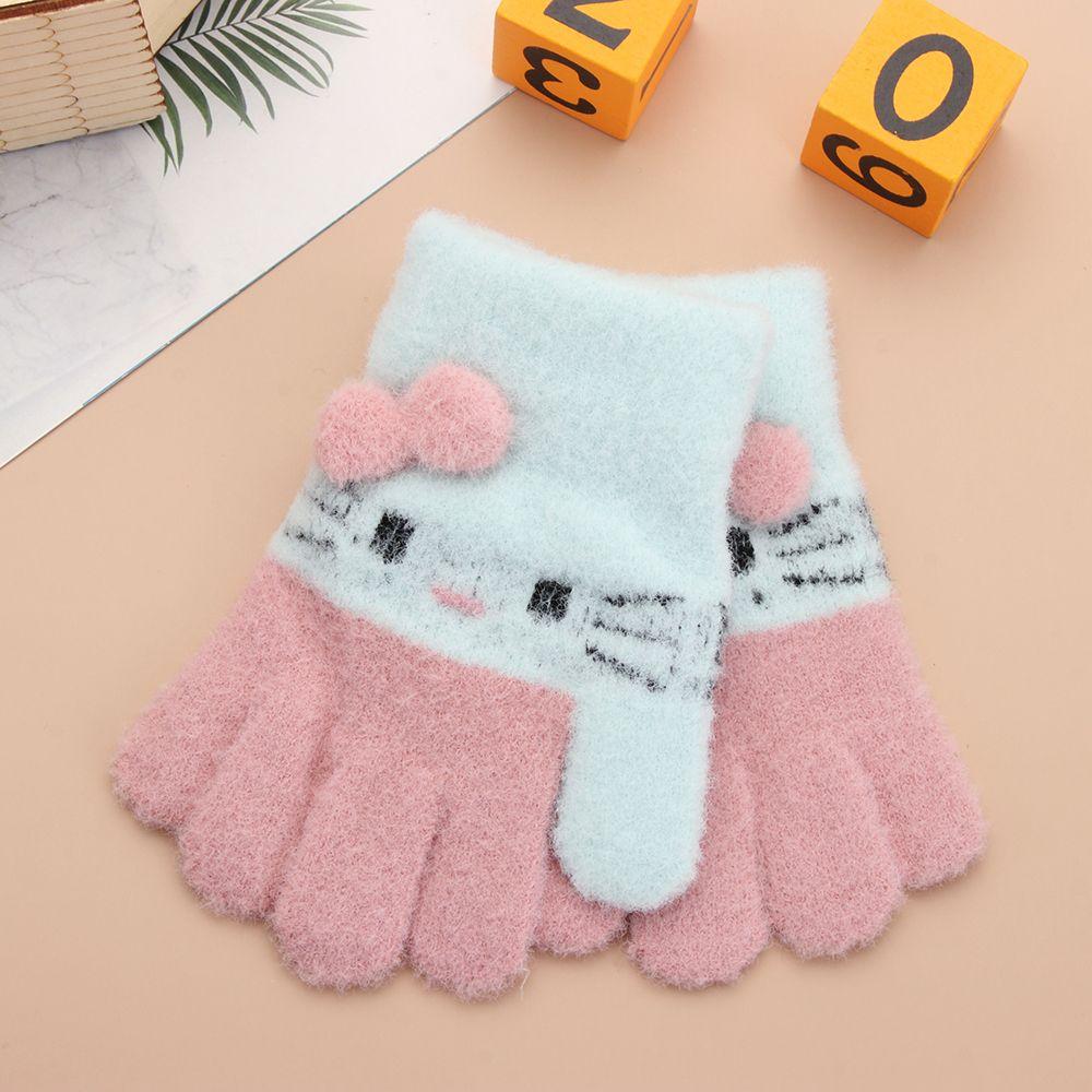 Years Rabbit Wool Soft Children's Gloves Knitted Thermal Gloves Full Finger Mittens Kids Gloves