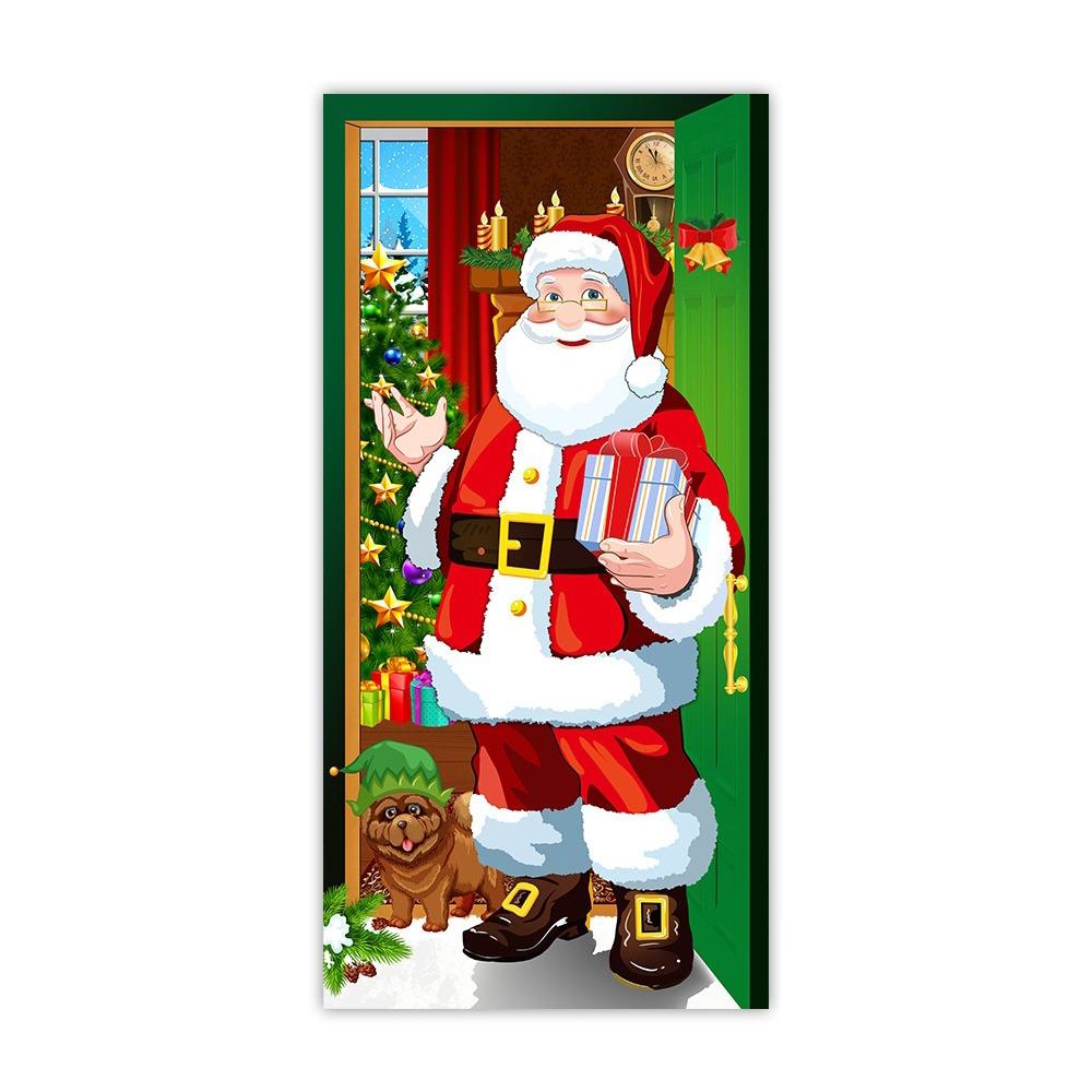 90x185cm Christmas Hanging Cloth Background Christmas Door Cover  Indoor and Outdoor
