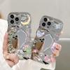 Mirror Phone Case for iPhone 16 11 13 14 for 16 Pro 12 13 15 16 Pro Max for Samsung A15 A16 A35 A55 Cute Cloud Flower Puppy Electroplated Phone Case