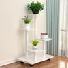 Multi-Layer Wrought Iron Flower Stand with Wheels: Movable Floor-Standing Rack for Living Room or Balcony