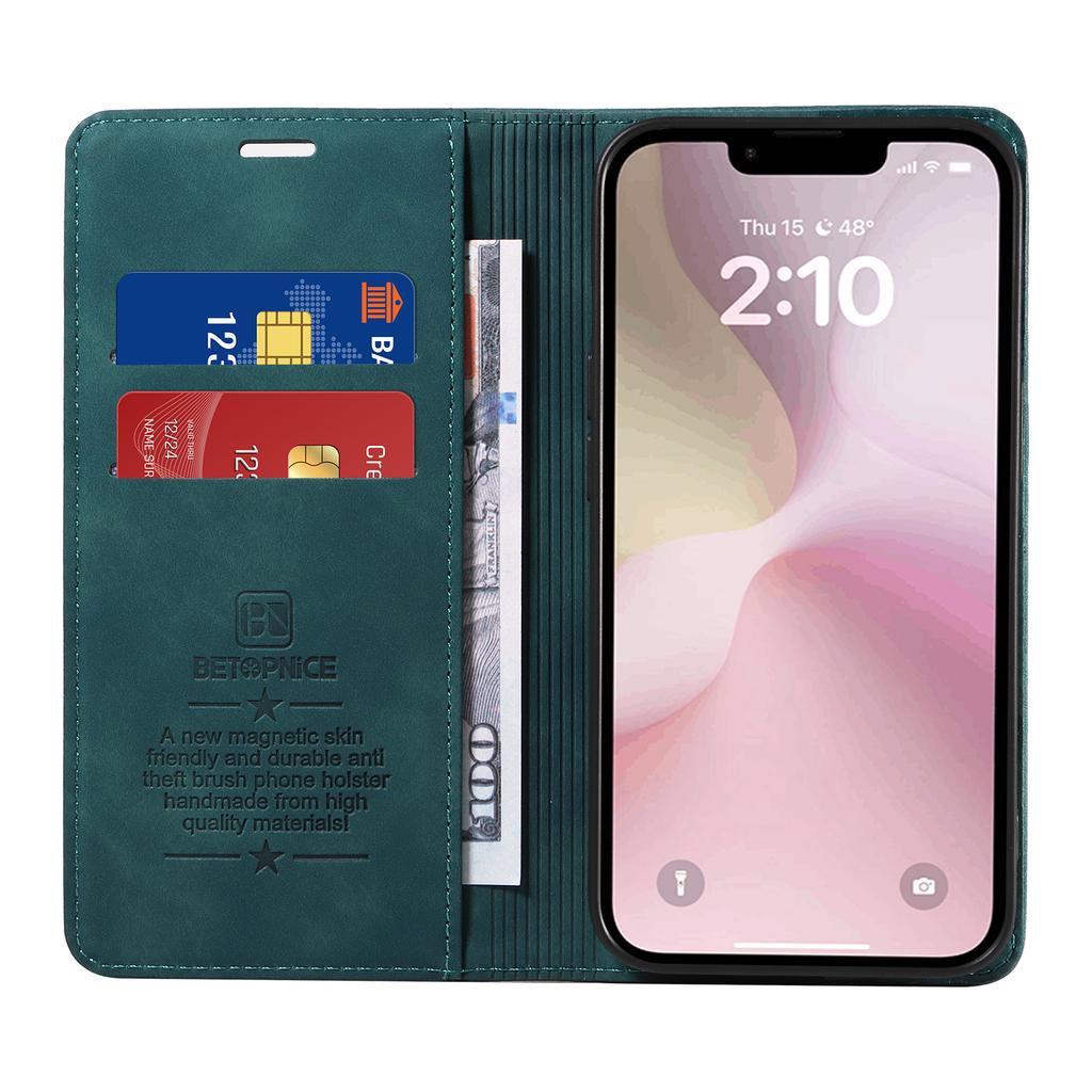 BETOPNICE 003 For iPhone 16e Wallet Case RFID Blocking Leather+TPU Shockproof Phone Shell