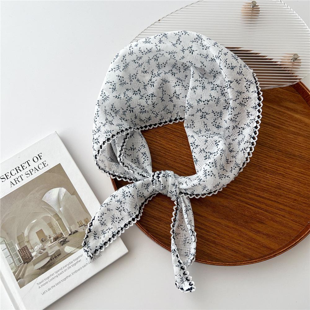 Spring/Summer Fashion Floral Cotton-ramie Hijab Outdoor Breathable Wraps Women’s Knitting Versatile Print Scarf