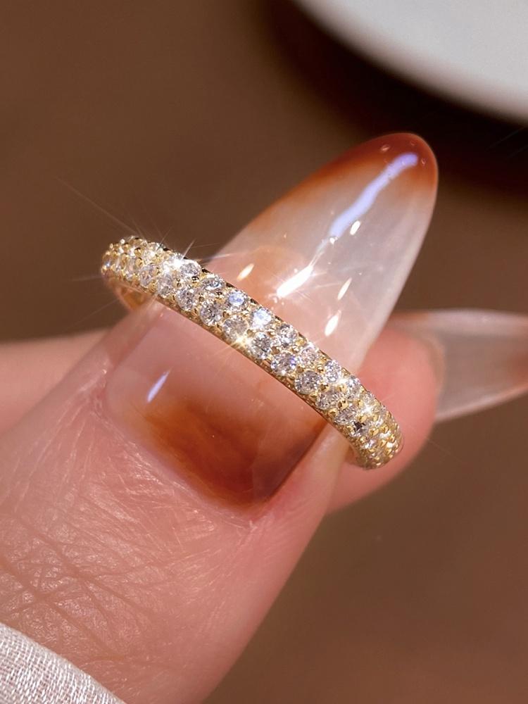 925 Sterling Silver Gorgeous Shiny Circle Double Row Zircon Ring For Women Daily Life  Anniversary High Quality Fine Jewelry
