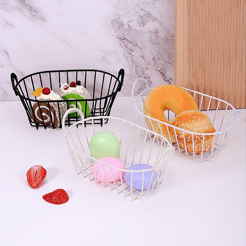 Multi-functional Iron Storage Basket with Handle Large Capacity Desk Organizer Box Snack Cosmetics Organizer INS Style