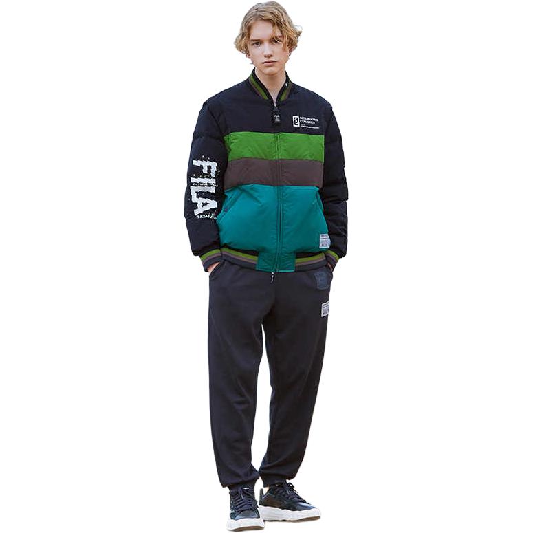 Fila Съемные рукава Дизайн Бейсбольный воротник Теплая надпись Свободная Уличная Стеганая Легкая Хлопковая Пуховая Куртка Мужская Куртка Черная F11M243901F-BK