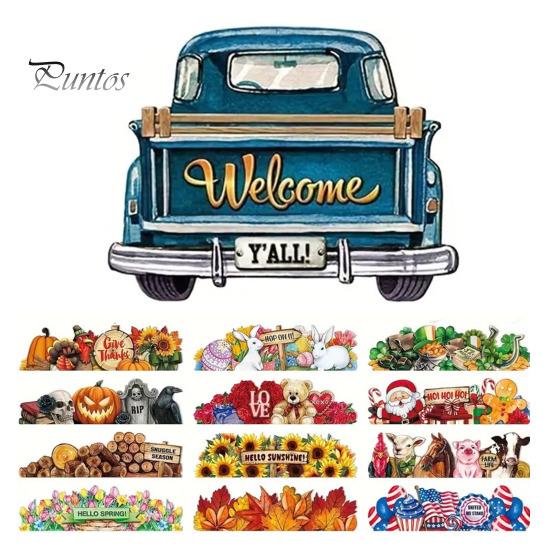 Подвесной приветственный знак на входной двери грузовика с 12 альтернативными сезонными праздничными декорациями, приветственный знак в форме грузовика на осень, День благодарения, Хэллоуин