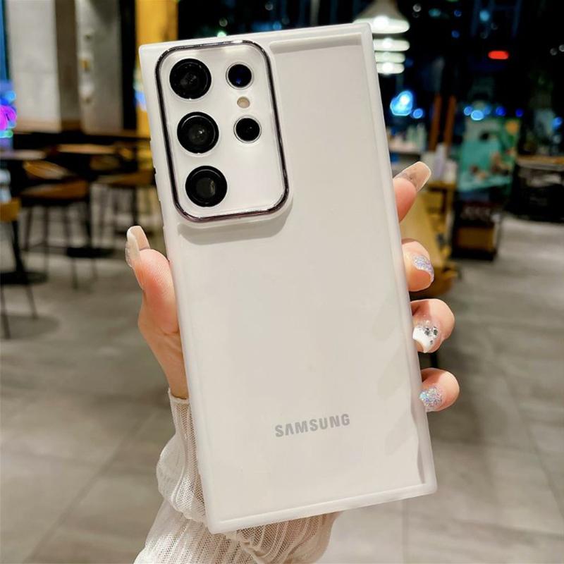 Прозрачный силиконовый чехол для Samsung Galaxy S25 S24 S23 Ultra S22 Plus S21 S20 FE A04S A05 A05S A06 A51 A71 A55 A54 со стеклянной защитной пленкой для объектива