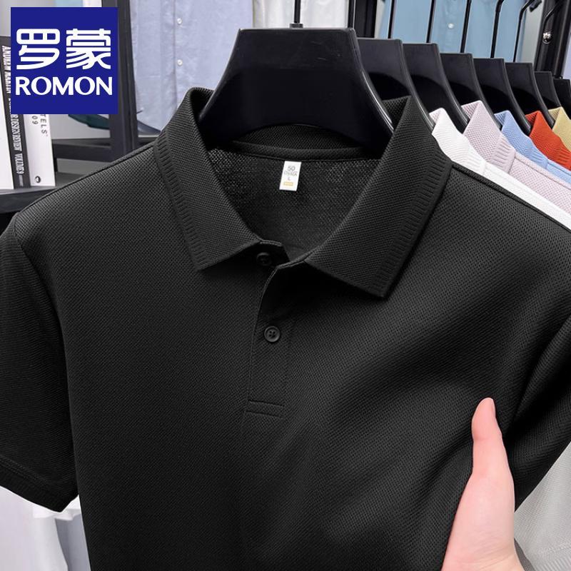 ROMON Мужская рубашка-поло Xinjiang с длинным волокном, в стиле business casual