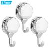 3 PCS Silver Suction Cup Hook ABS Towel Hook Convenient Robe Hook  Flat Smooth Surface