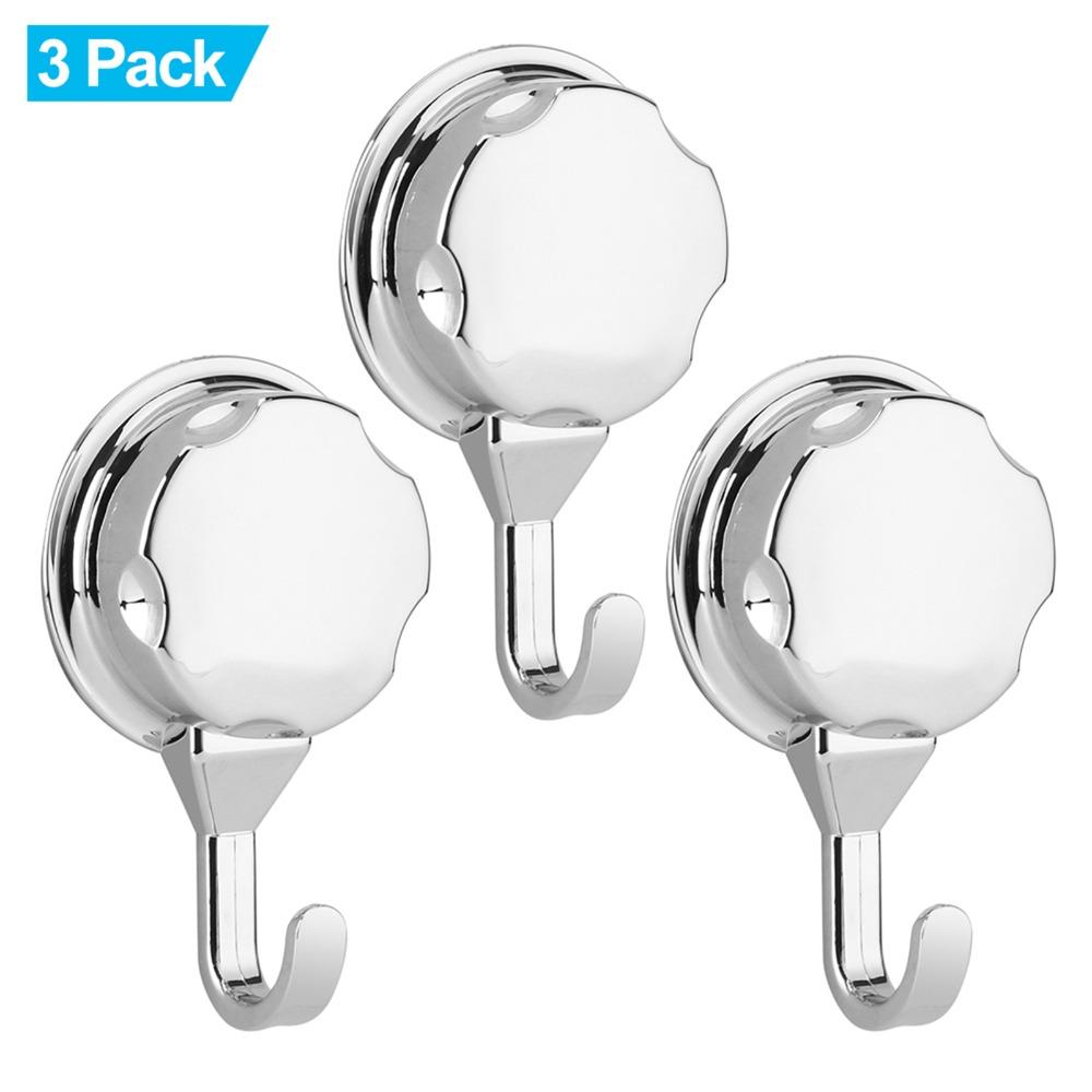 3 PCS Silver Suction Cup Hook ABS Towel Hook Convenient Robe Hook  Flat Smooth Surface