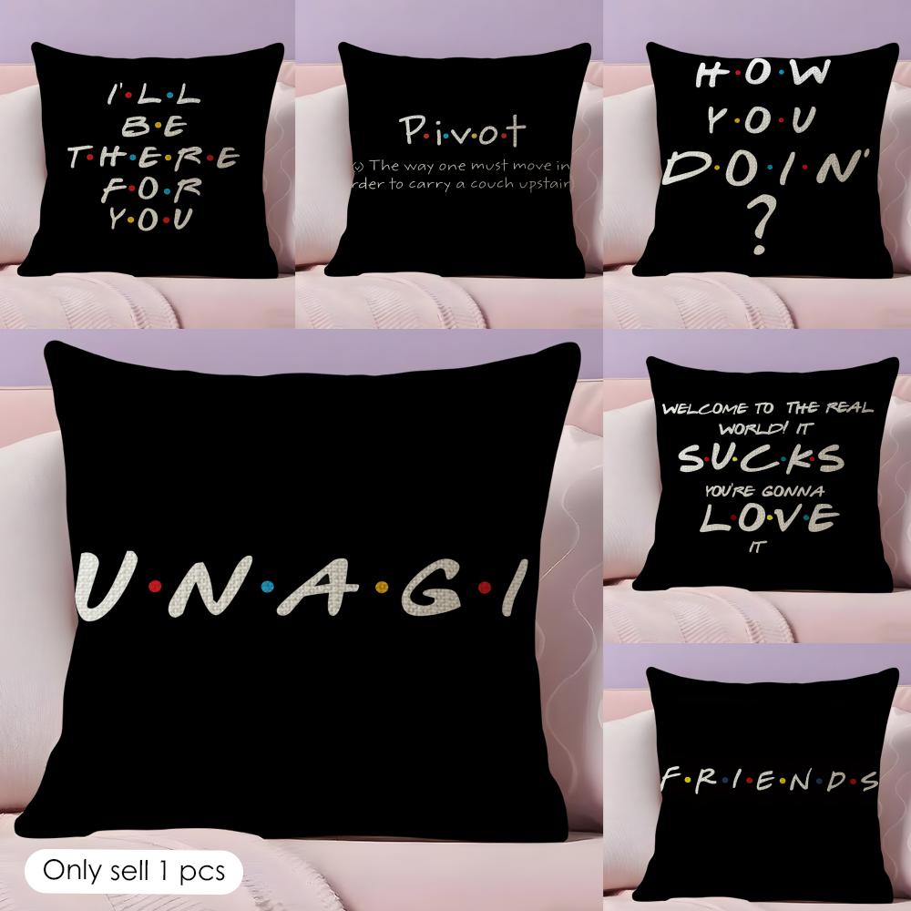 Classic FFriends Funny Quotes Cushion Cover Natural Linen Organic Fabric DoubleSided Printing Couch Pillow Covers Home Decor