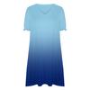 Women's Summer Fashion Gradient Color V-neck Petal Sleeve Short Sleeve Pocket Dress
