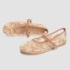 Fashion Vintage Mesh String Bead Decoration Design Ballet Flats Women Fashion Round Toe Buckle Brand Mary Jane Flats Comfort Casual Shoe