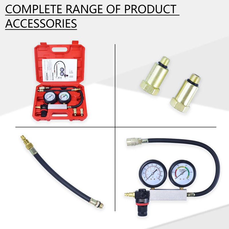 Dual Gauges Cylinder Leak Down Tester Engine Compression Tester Kit Car Cylinder Engine Compression Detector Tool Box