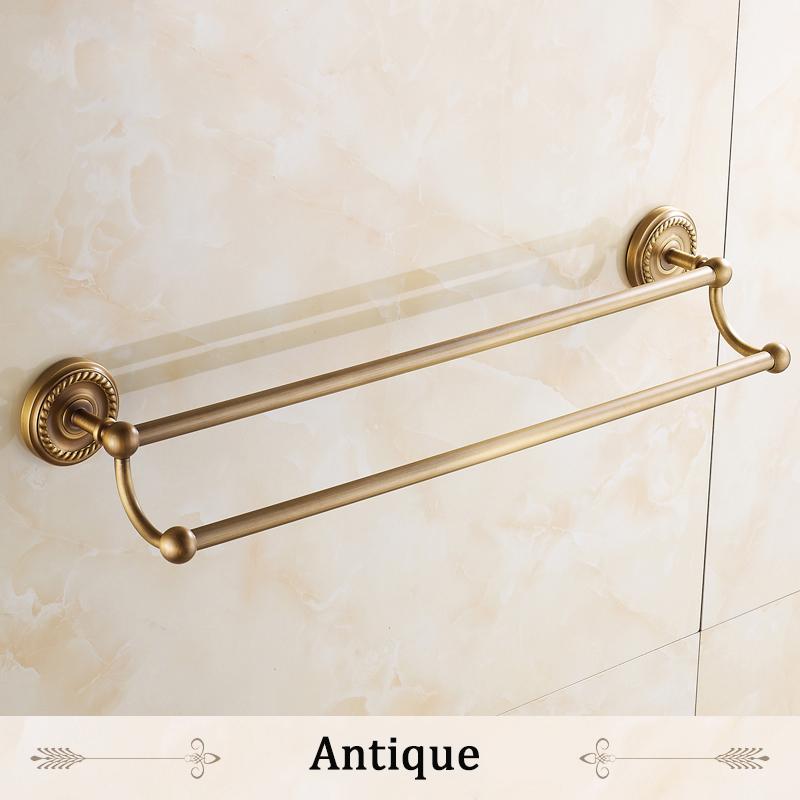 Towel Bars Double Rails Brass Wall Shelves Towel Holder Bath Shelf Towel Hanger Bathroom Accessories Black Towel Rack HJ-1311